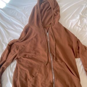 Brown Zip-up Hoodie.